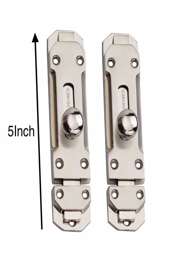 PRYKCS مزلاج طويل من الزنك من PRYKCS قطعتان - مزلاج حمام - مزلاج برج 5 بوصة (مجموعة من قطعتين) - Image 4